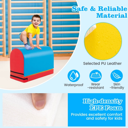 Boîte à voûte Tumbling Mat Gymnastics de Costway avec tapis amovible et poignée de transport