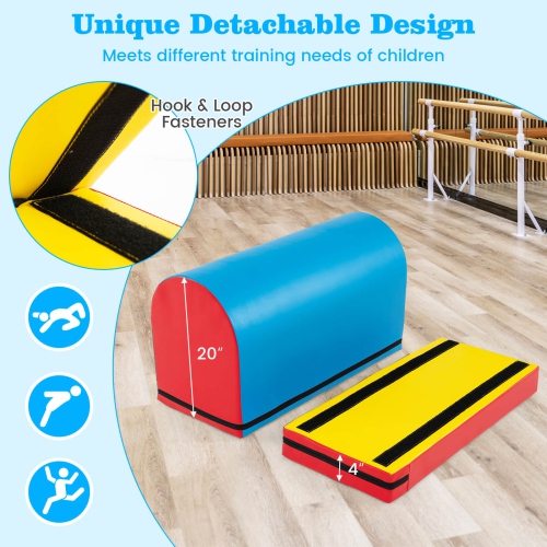 Boîte à voûte Tumbling Mat Gymnastics de Costway avec tapis amovible et poignée de transport