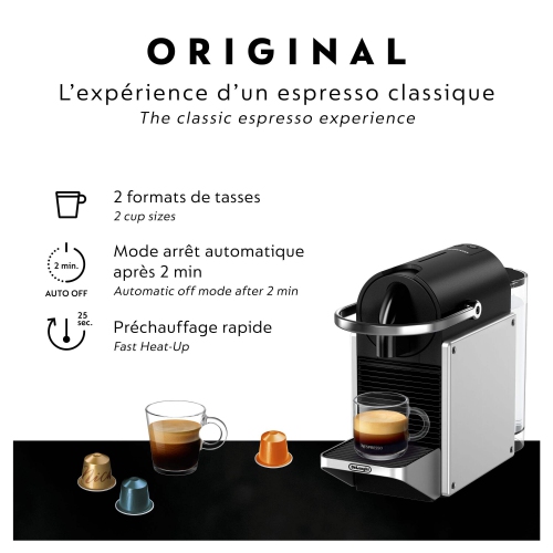 Machine à espresso Nespresso Pixie de De'Longhi, aluminium