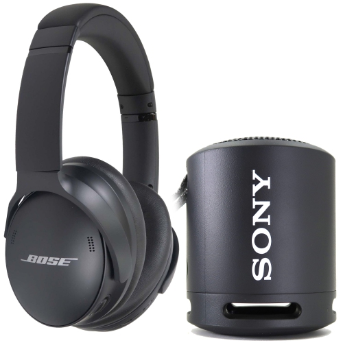 Casque d'écoute sans fil QuietComfort de Bose noir + haut-parleur SRSXB13/B Extra Bass noir