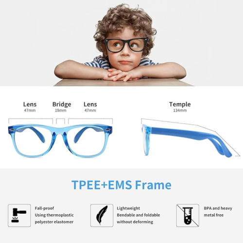 Kids Anti Blue Light Glasses, Blocking Harmful Blue Light Emitted by TV, Electronic Screens, Boys Girls Age for 3-12