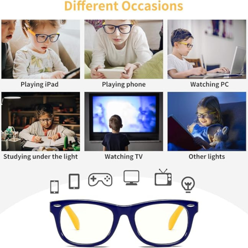 Kids Anti Blue Light Glasses, Blocking Harmful Blue Light Emitted by TV, Electronic Screens, Boys Girls Age for 3-12