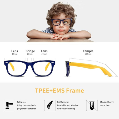 Kids Anti Blue Light Glasses, Blocking Harmful Blue Light Emitted by TV, Electronic Screens, Boys Girls Age for 3-12
