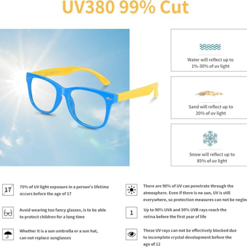 Kids Anti Blue Light Glasses, Blocking Harmful Blue Light Emitted by TV, Electronic Screens, Boys Girls Age for 3-12