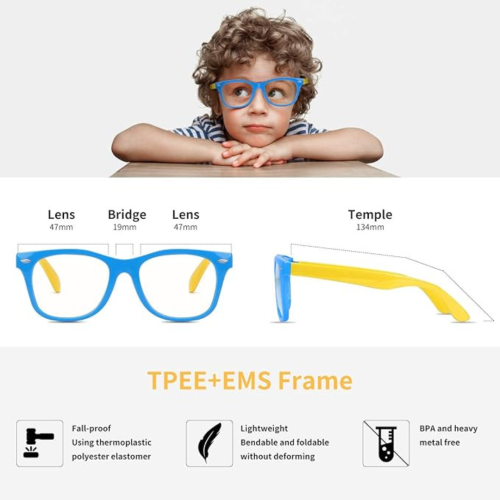 Kids Anti Blue Light Glasses, Blocking Harmful Blue Light Emitted by TV, Electronic Screens, Boys Girls Age for 3-12