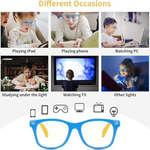 Kids Anti Blue Light Glasses, Blocking Harmful Blue Light Emitted by TV, Electronic Screens, Boys Girls Age for 3-12