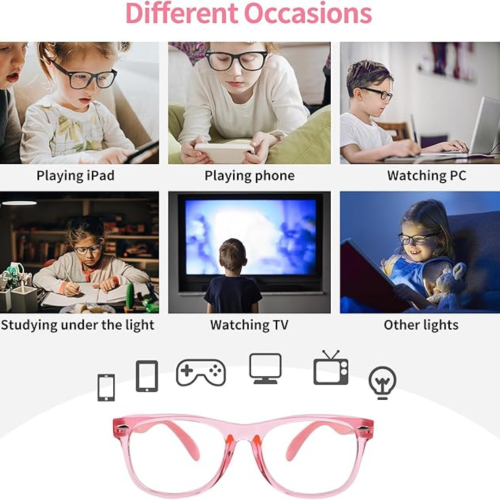 Kids Anti Blue Light Glasses, Blocking Harmful Blue Light Emitted by TV, Electronic Screens, Boys Girls Age for 3-12