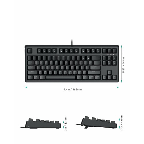 KM-G14 Mechanical Keyboard, Compact 87 Keys Gaming Keyboard with Blue Switches, RBG Light