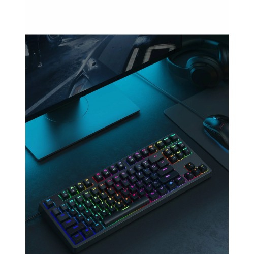 KM-G14 Mechanical Keyboard, Compact 87 Keys Gaming Keyboard with Blue Switches, RBG Light