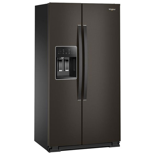 Whirlpool 36" 20.85 Cu Ft Counter Depth Side-By-Side Refrigerator w/Water & Ice Dispenser(WRSC5536RV)- Black Stainless Finish