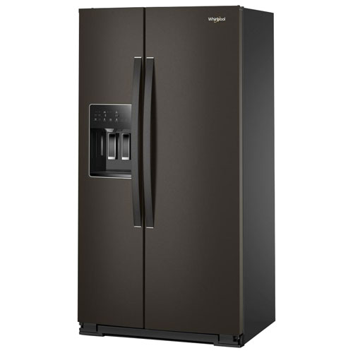 Whirlpool 36" 20.85 Cu Ft Counter Depth Side-By-Side Refrigerator w/Water & Ice Dispenser(WRSC5536RV)- Black Stainless Finish