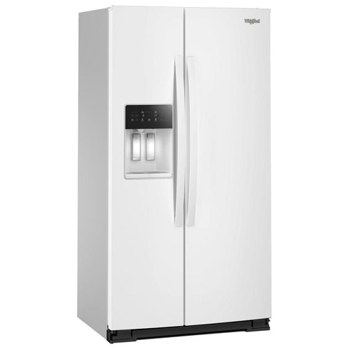 Réfrigérateur congélateur juxtaposé à profondeur de comptoir 36 po 20,85 pi³ avec distributeur d'eau et de glace Whirlpool - Blanc