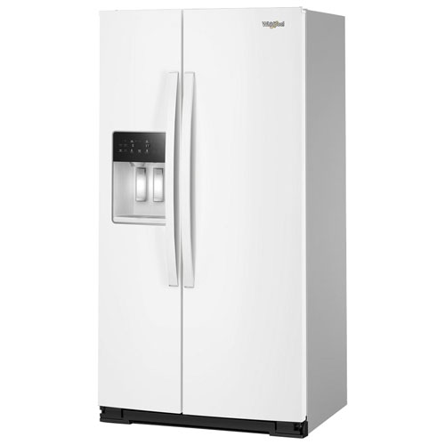 Réfrigérateur congélateur juxtaposé à profondeur de comptoir 36 po 20,85 pi³ avec distributeur d'eau et de glace Whirlpool - Blanc