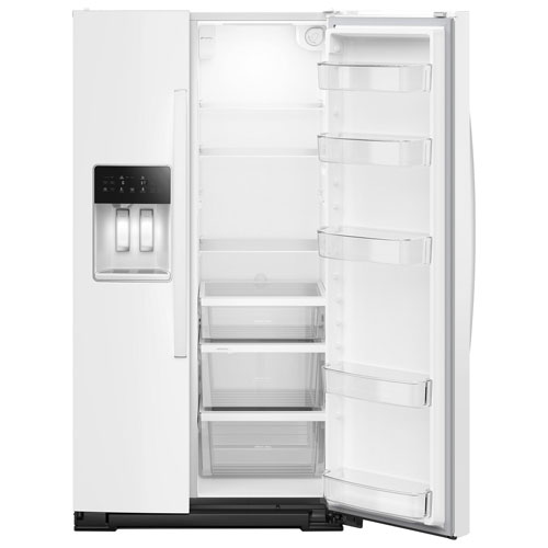 Réfrigérateur congélateur juxtaposé à profondeur de comptoir 36 po 20,85 pi³ avec distributeur d'eau et de glace Whirlpool - Blanc