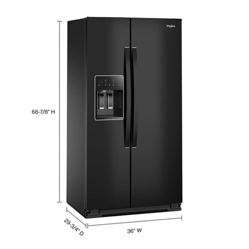 Whirlpool 36" 20.85 Cu. Ft. Counter Depth Side-By-Side Refrigerator w/Water & Ice Dispenser- Black