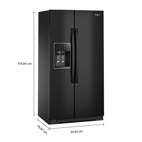 Whirlpool 36" 20.85 Cu. Ft. Counter Depth Side-By-Side Refrigerator w/Water & Ice Dispenser- Black