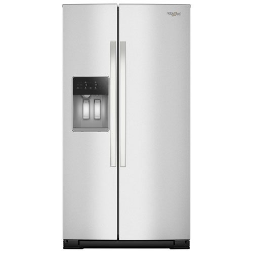 Image 1 de 10.. Réfrigérateur congélateur juxtaposé profondeur de comptoir 36 po 20,85 pi³ avec distributeur d'eau et de glace Whirlpool - Acier inoxydable résistant