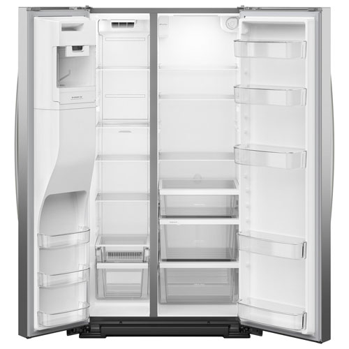 Whirlpool 36" 20.85 Cu Ft Counter Depth Side-By-Side Refrigerator w/Water & Ice Dispenser (WRSC5536RZ)- Fingerprint Resistant SS