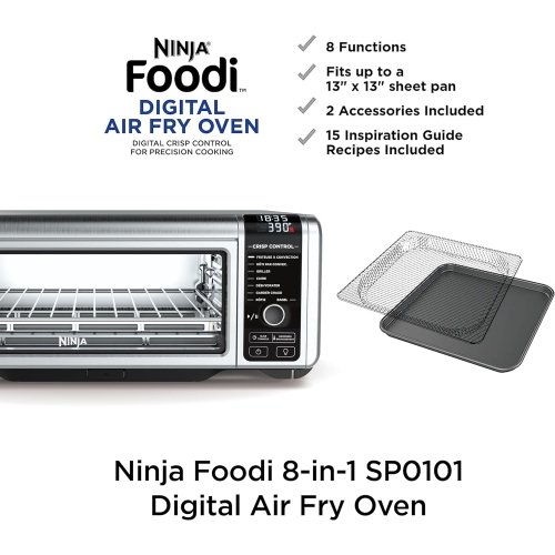 Ninja Foodi 8-in-1 Digital Air Fry Oven, Large Toaster Oven, Flip-Away For Storage, Dehydrate, Keep Warm, 1800 Watts, Stainless (SP101C) – Canadian Version by NINJA - Refurbished condition - Image 2
