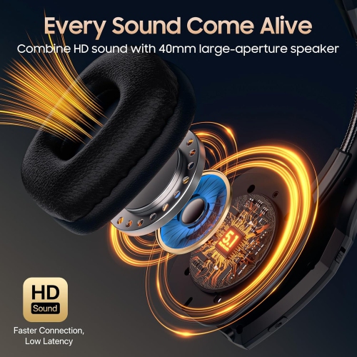 Bluetooth Headset with Microphone, Trucker Headset Bluetooth Wireless Noise Cancelling & Mute Button, 55 Hours Working Time Wireless On-Ear Headset