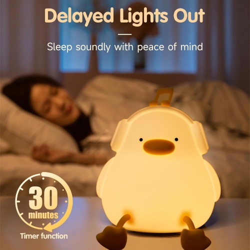 Cute Music Duck Night Light, Adorable Touch Night Lamp Silicone Dimmable LED Nightlight for Nursery Rechargeable Bedside Night Lights for Bedrooms