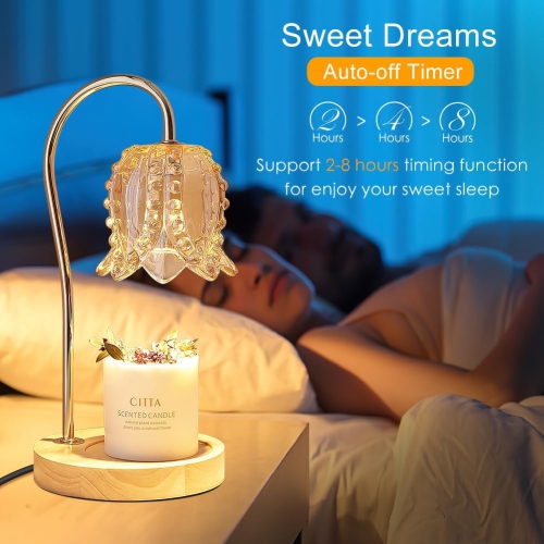Candle Warmer Lamp Candle Lamp with Timer & Dimmer, Electric Top Candle Melter with 2 Bulbs Candle Warming Lamp for Home Decor Wax Melter Warmer Lamps