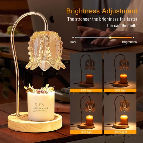Candle Warmer Lamp Candle Lamp with Timer & Dimmer, Electric Top Candle Melter with 2 Bulbs Candle Warming Lamp for Home Decor Wax Melter Warmer Lamps
