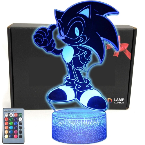 HTUTWOO  Hedgehog Cartoon 3D Illusion Table Lamp Night Light - 16 Colors Change, Smart Touch Button & Remote Control for Gifts - Night Light w