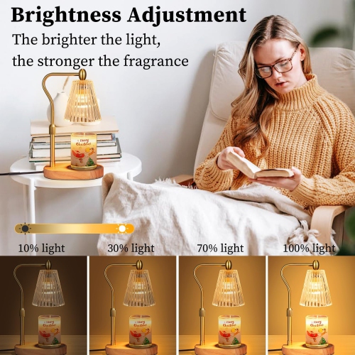 Réchauffeur de bougie, chauffe-bougie avec minuterie à hauteur réglable, chauffe-cire électrique rétro, lampe pour bougies parfumées en pot