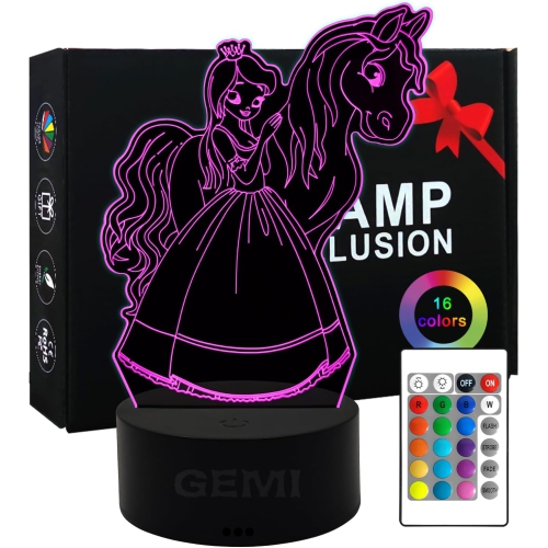 HTUTWOO  Unicorn Night Light for Girls, 3D Illusion Unicorn Lamp 16 Colors Changing w Remote Control, Unicorn Light Bedroom Decor, Unicorn Toys For
