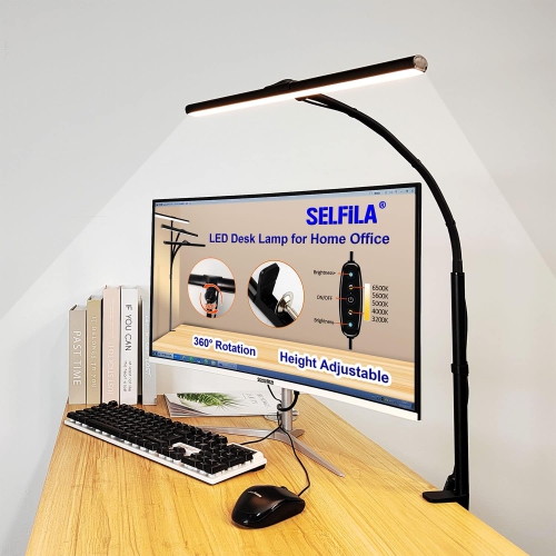LED Desk Lamp with Clamp - Architect Desk Lamp Swing Arm Task Light 360 ° Rotation Gooseneck Desktop Lighting for Office Home Workbench Drafting