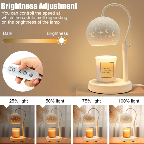 Candle Warmer Lamp with Dimmer 2/4/8H Timer Candle Lamp Warmer Adjustable Height with 2 Bulbs, Dimmable Electric Candle Warming Lamp for Scented Jar
