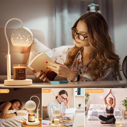 Candle Warmer Lamp with Dimmer 2/4/8H Timer Candle Lamp Warmer Adjustable Height with 2 Bulbs, Dimmable Electric Candle Warming Lamp for Scented Jar