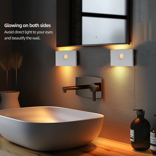 2-pcs Night Light with Motion Detector, Led Children Night Light Rechargeable, Battery Operated Stairs Light 3 Modes, Closet Light 2700K for