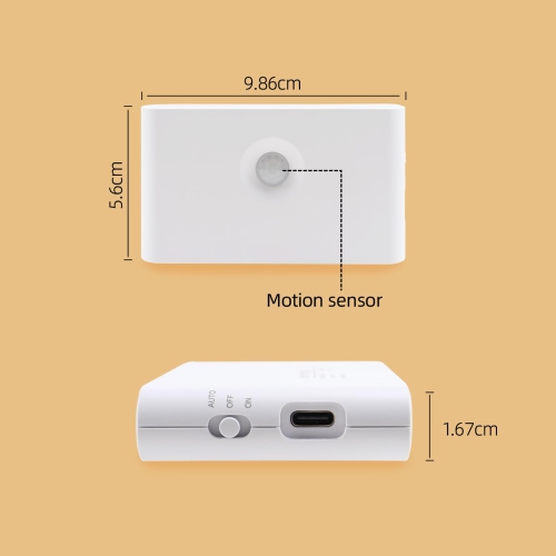 2-pcs Night Light with Motion Detector, Led Children Night Light Rechargeable, Battery Operated Stairs Light 3 Modes, Closet Light 2700K for