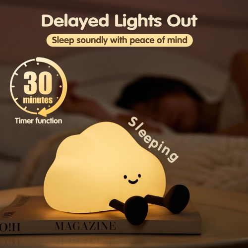 Cloud Night Light for Kids, Adorable Touch Night Lamp Silicone Dimmable LED Nightlight for Nursery Rechargeable Bedside Night Lights for Bedrooms