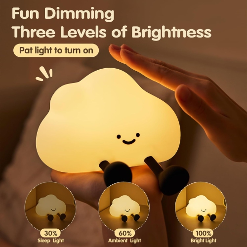 Cloud Night Light for Kids, Adorable Touch Night Lamp Silicone Dimmable LED Nightlight for Nursery Rechargeable Bedside Night Lights for Bedrooms