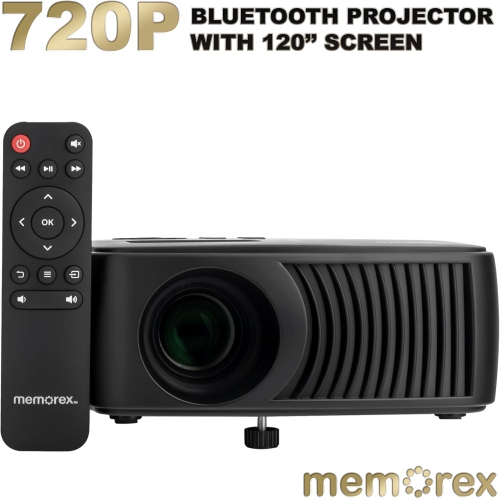 Memorex PJS100 720P Bluetooth Projector with 100" Screen