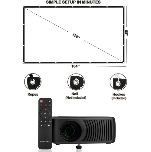 Memorex PJS100 720P Bluetooth Projector with 100" Screen