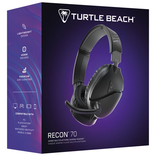 Tout nouveau - Casque de jeu Recon 70 de Turtle Beach pour PC/PlayStation/Xbox/Switch - Noir