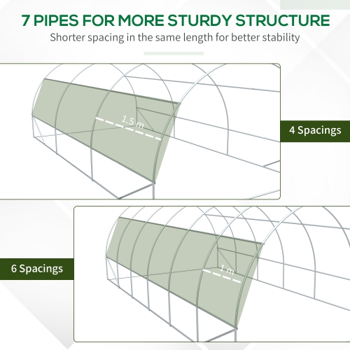 Grande serre Outsunny, serre tunnel de 20 x 10 x 6 pi avec porte à fermeture à glissière et 12 fenêtres enroulables, maison verte extérieure pour