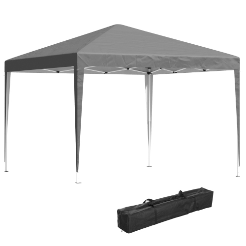 Outsunny – Tente pliante extérieure avec auvent escamotable Outsunny 10&nbsp;pi, 10 x sac de transport, gris