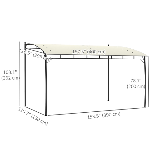 Outsunny 10' x 13' Outdoor Patio Pergola with UV30+ Protection Canopy, Lean to Pergola Gazebo, Steel Frame Sun Shade Shelter for Porch, Patio, Deck,