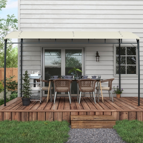 Outsunny 10' x 13' Outdoor Patio Pergola with UV30+ Protection Canopy, Lean to Pergola Gazebo, Steel Frame Sun Shade Shelter for Porch, Patio, Deck,