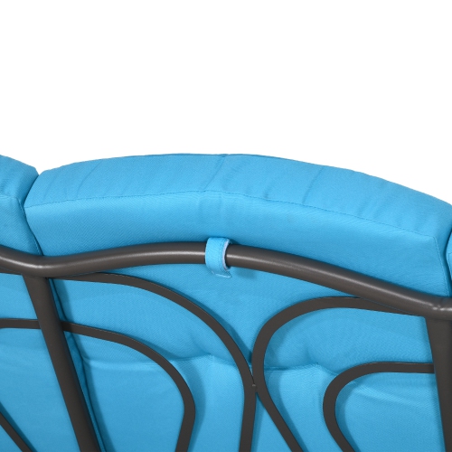 Outsunny 3 Seater Porch Swing Heavy Duty Outdoor Swing Chair Outdoor Lounge Hammock Cushioned Seat w/ Tilt Canopy, Light Blue