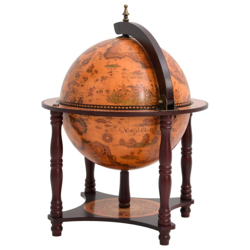 vidaXL Globe Bar Wine Stand Brown Solid Wood Eucalyptus