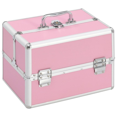 vidaXL Make-up Case 22x30x21 cm Pink Aluminium