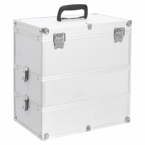 vidaXL Make-up Case 37x24x40 cm Silver Aluminium