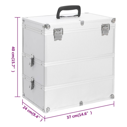 vidaXL Make-up Case 37x24x40 cm Silver Aluminium