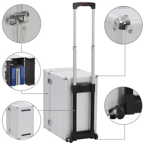 vidaXL Pilot Trolley 47x39x27 cm Silver Aluminium